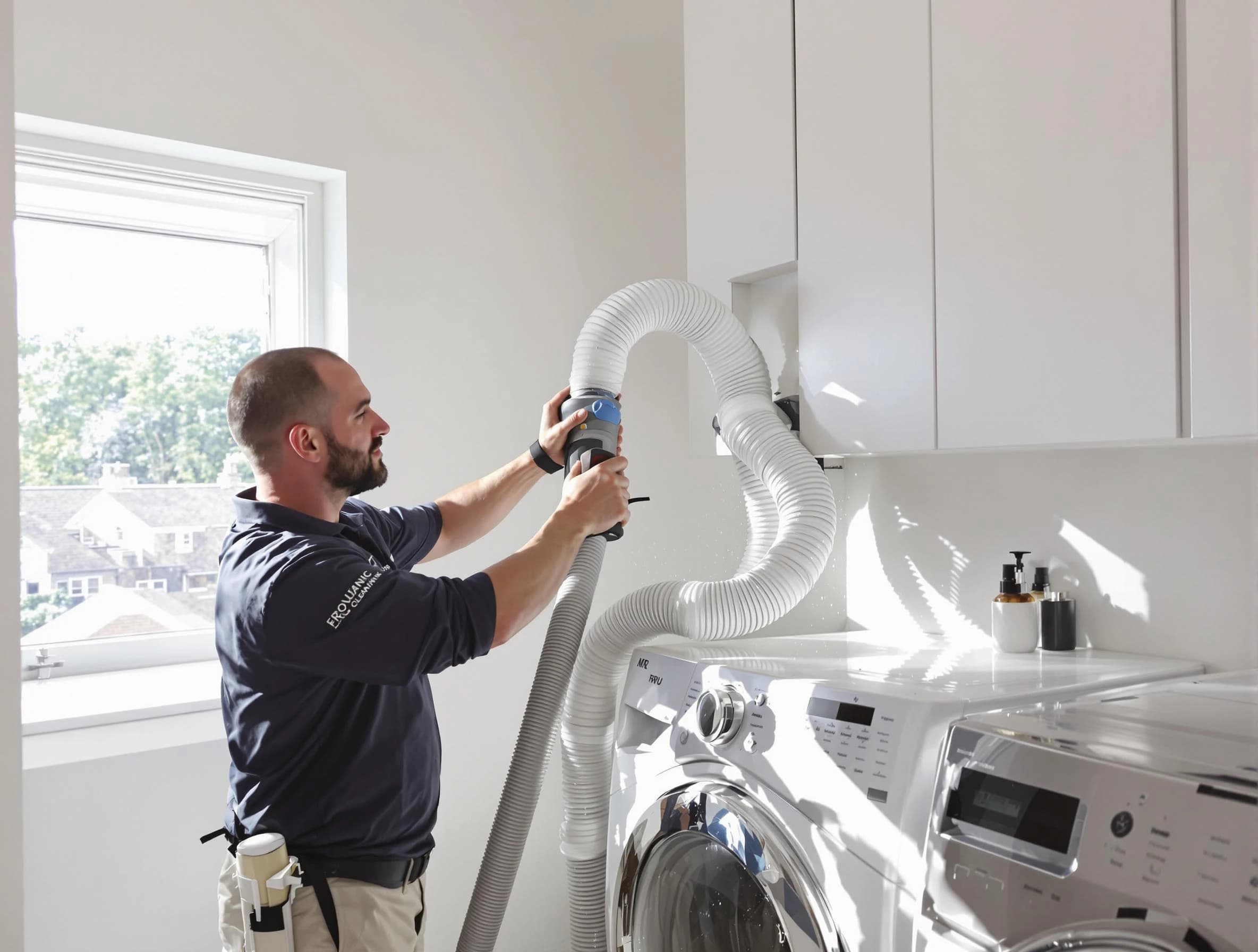 Certified Rancho Cucamonga Dryer Vent Cleaning technician performing dryer vent cleaning in Rancho Cucamonga