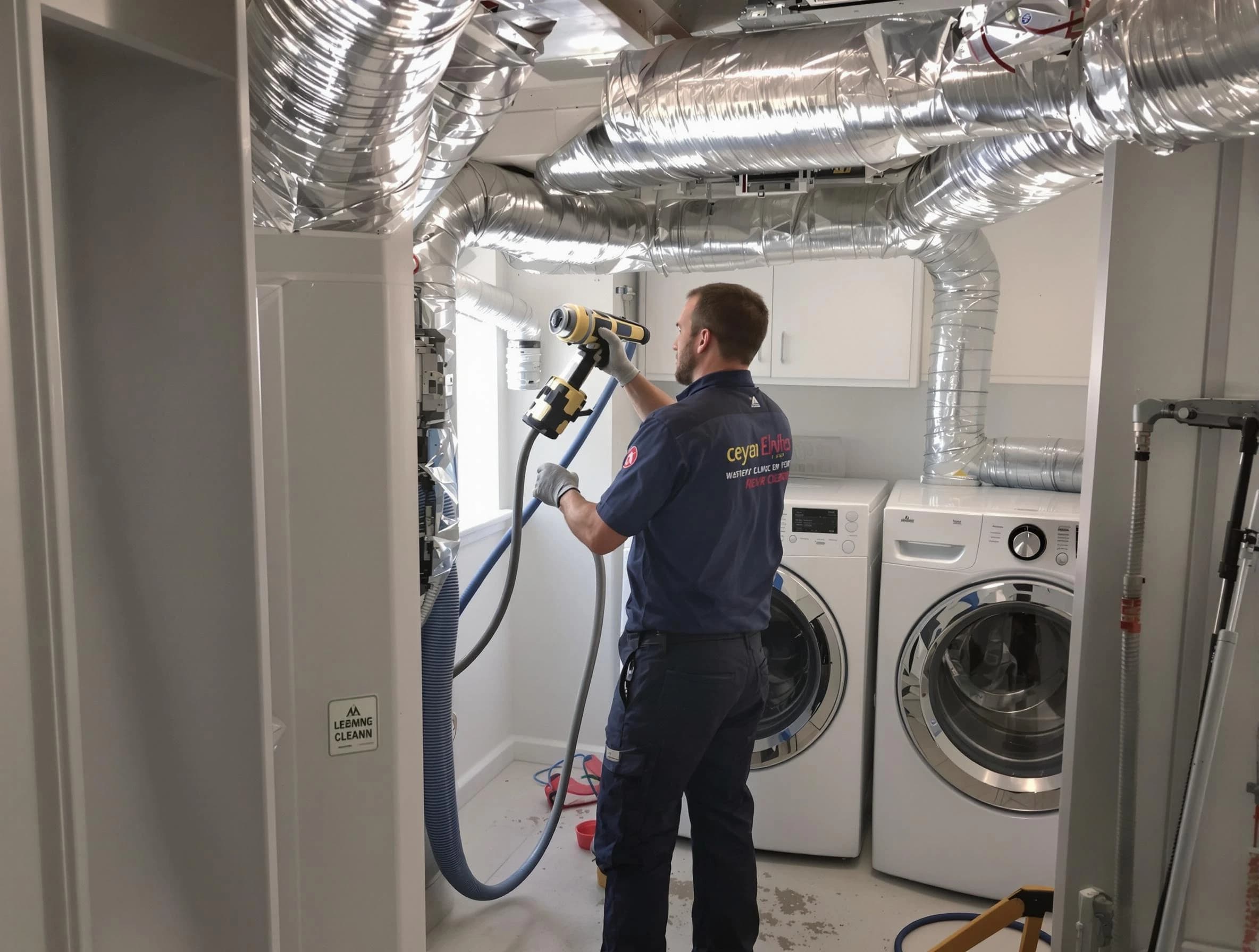 Rancho Cucamonga Dryer Vent Cleaning specialist using advanced equipment for thorough duct cleaning in Rancho Cucamonga